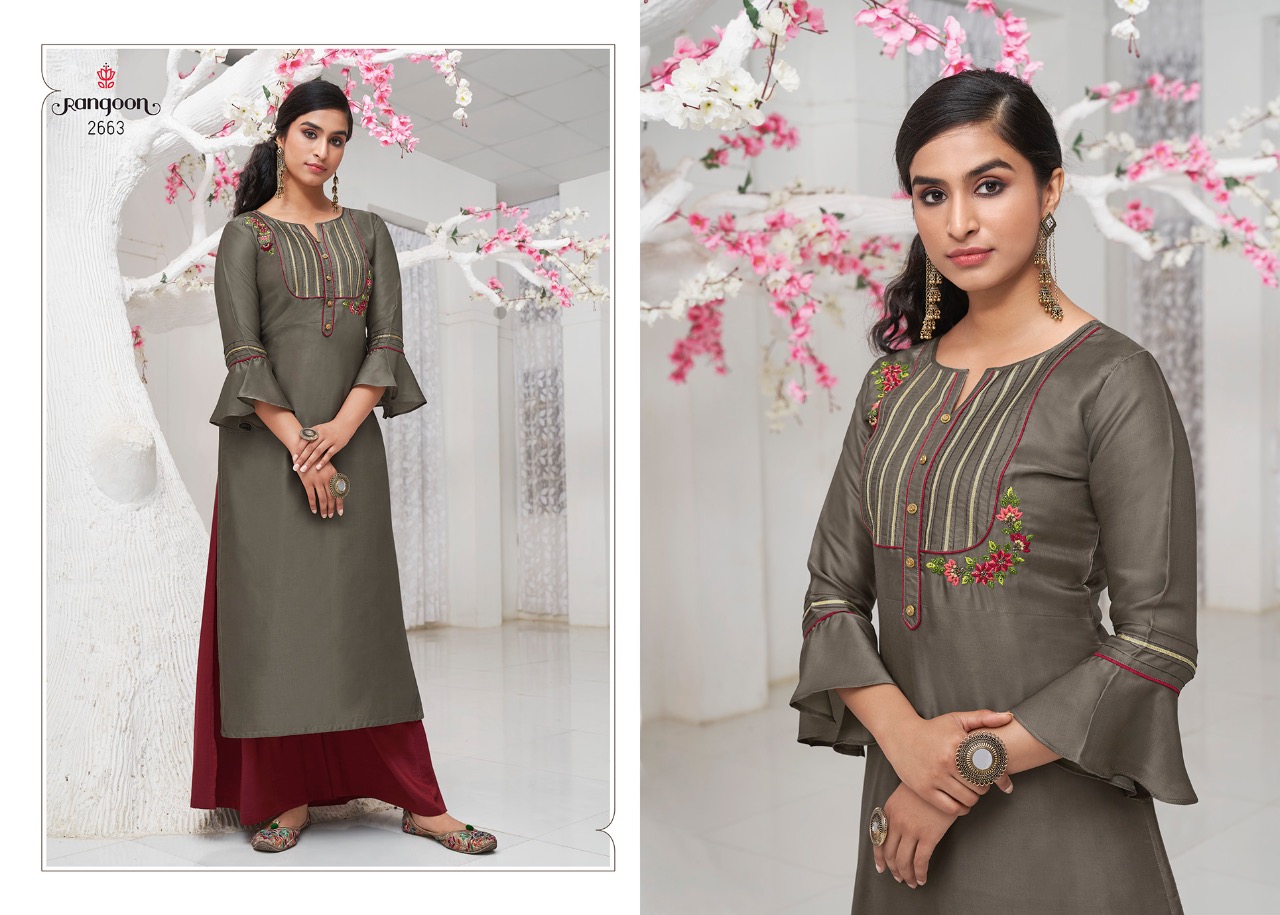 Rangoon  Presents Rich Look  Straight Wear Kurti With Bottom