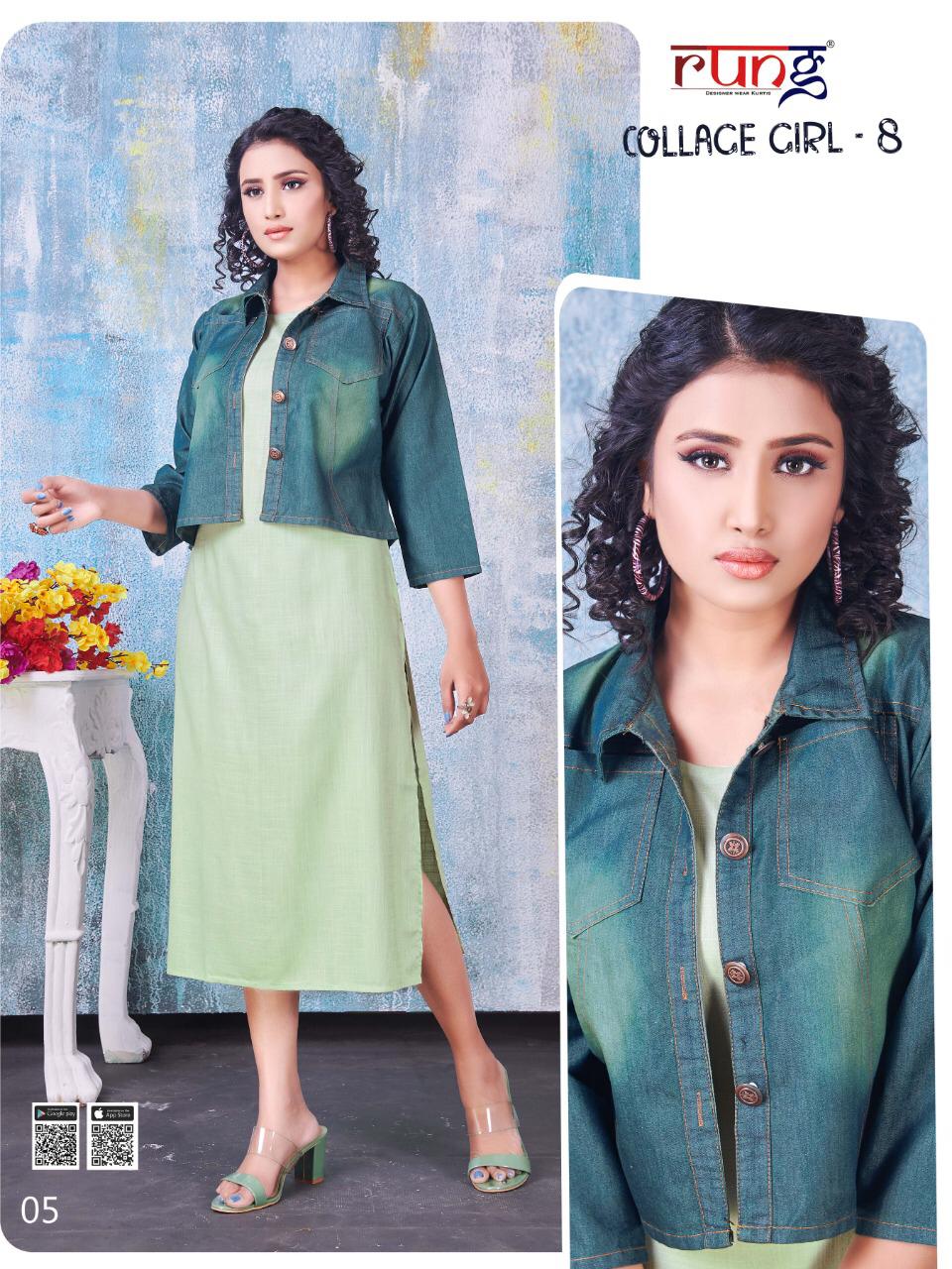 Rung  Presents Collage Girl Vol  8 Ethnic Wear Long Kurti Collection