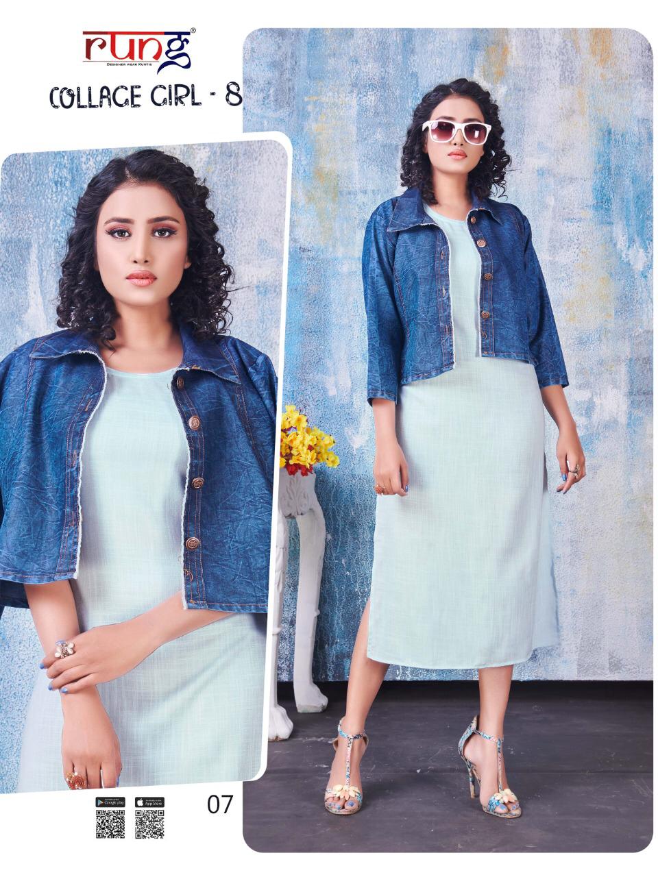 Rung  Presents Collage Girl Vol  8 Ethnic Wear Long Kurti Collection