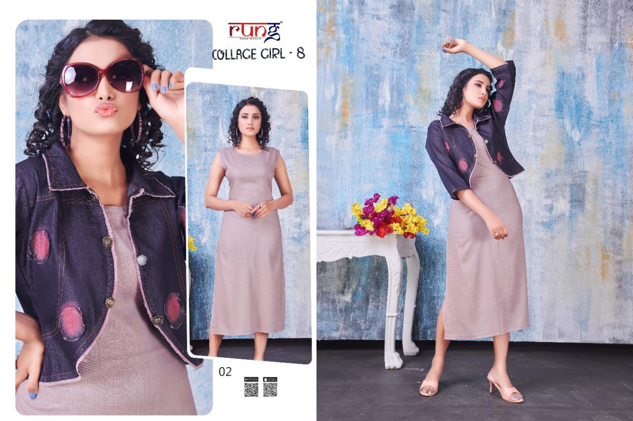 Rung  Presents Collage Girl Vol  8 Ethnic Wear Long Kurti Collection