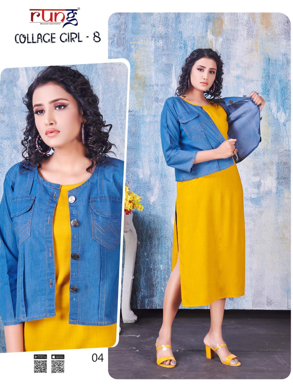Rung  Presents Collage Girl Vol  8 Ethnic Wear Long Kurti Collection