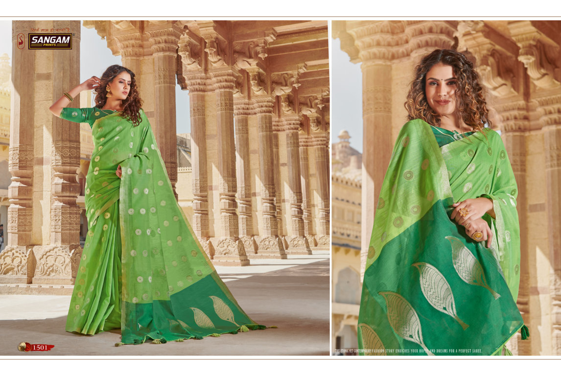 Sangam Presents Linen Weaves Designer Sarees Collection