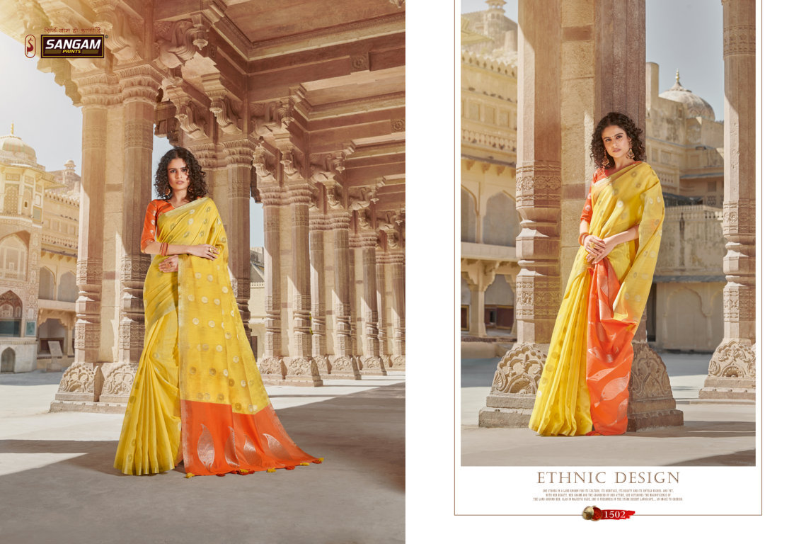 Sangam Presents Linen Weaves Designer Sarees Collection