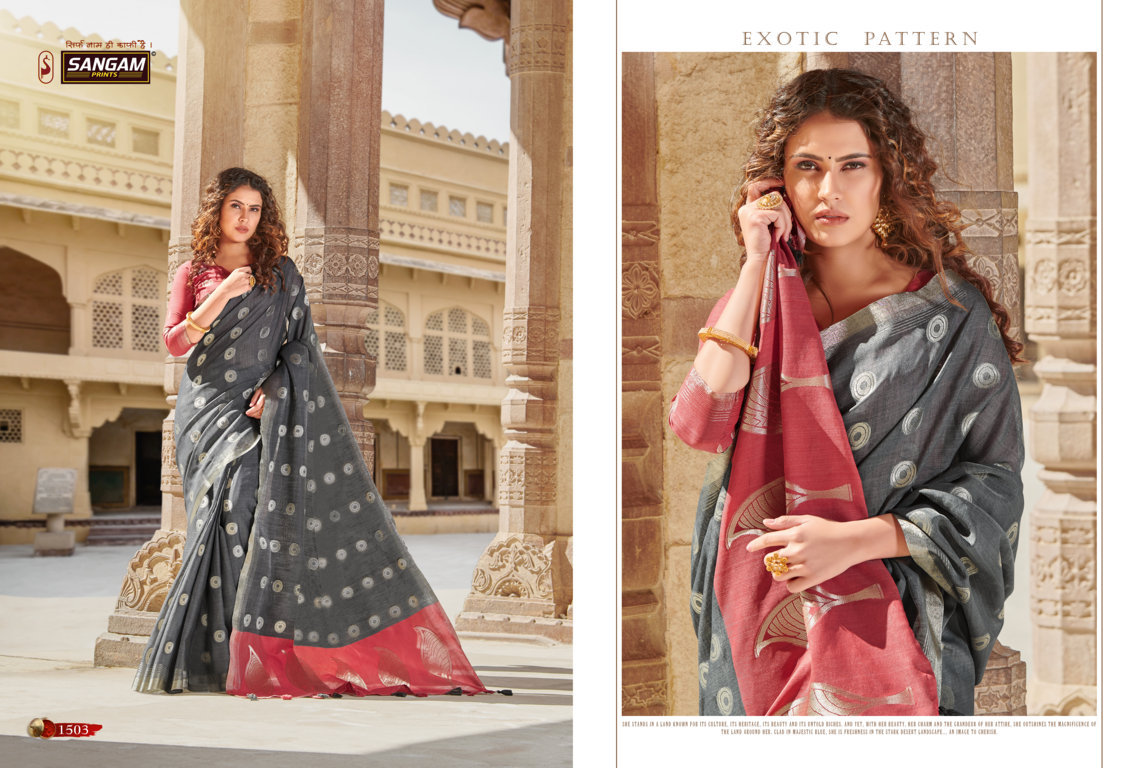 Sangam Presents Linen Weaves Designer Sarees Collection