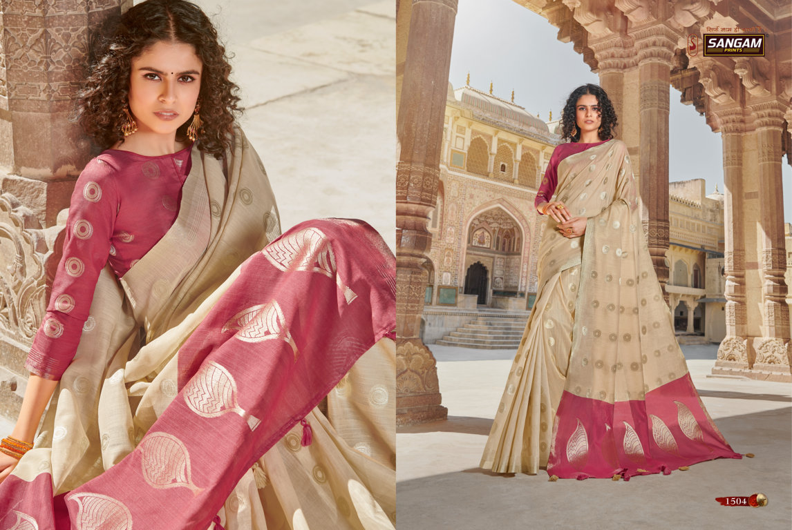 Sangam Presents Linen Weaves Designer Sarees Collection