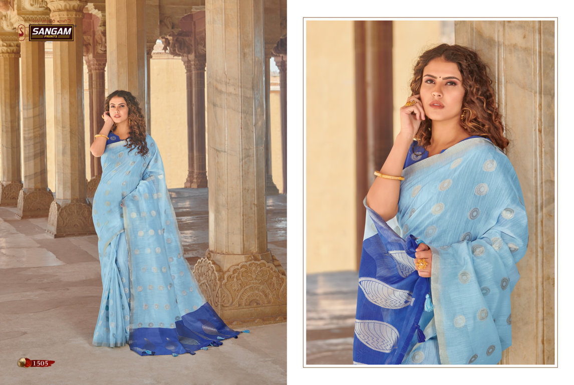 Sangam Presents Linen Weaves Designer Sarees Collection