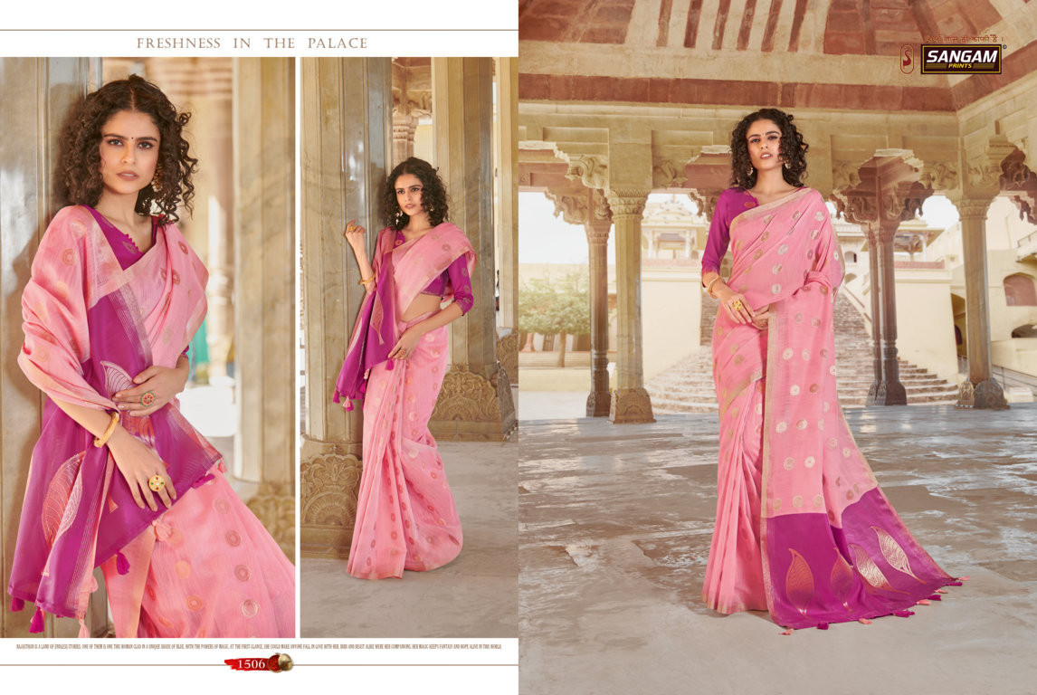 Sangam Presents Linen Weaves Designer Sarees Collection