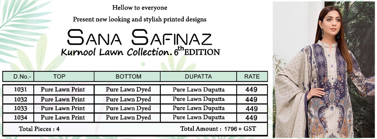 Sana Safinaz Presents  Kurnool Lawn Collection Vol 6 Edition
