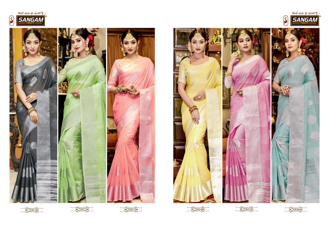 Sangam Presents Blueberry Linen Sarees Collection