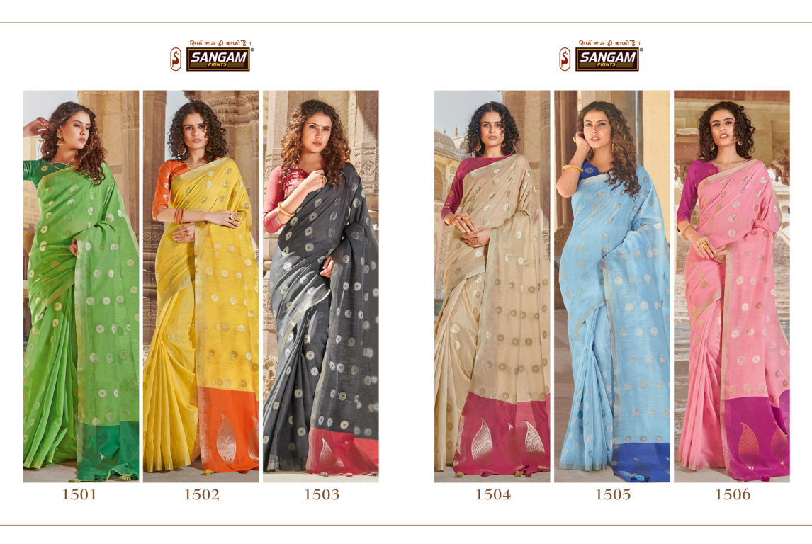 Sangam Presents Linen Weaves Designer Sarees Collection