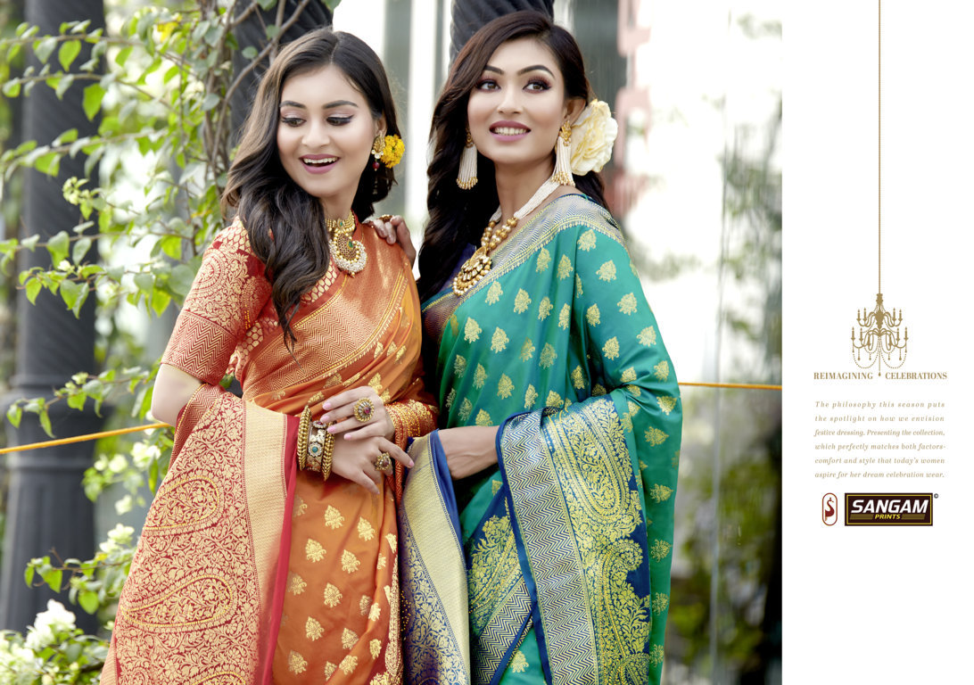 Sangam Presents Kimaanee Silk Pure Soft Silk Saree With Siroski Work