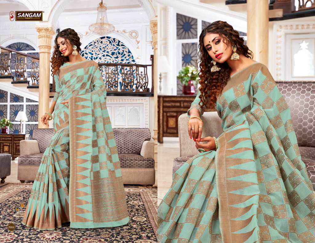 Sangam Presents Vallam Kali Linen Cotton Designer Saree