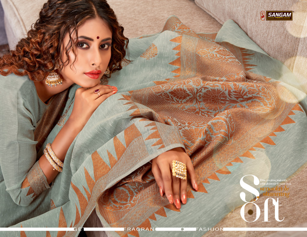 Sangam Presents Vallam Kali Linen Cotton Designer Saree