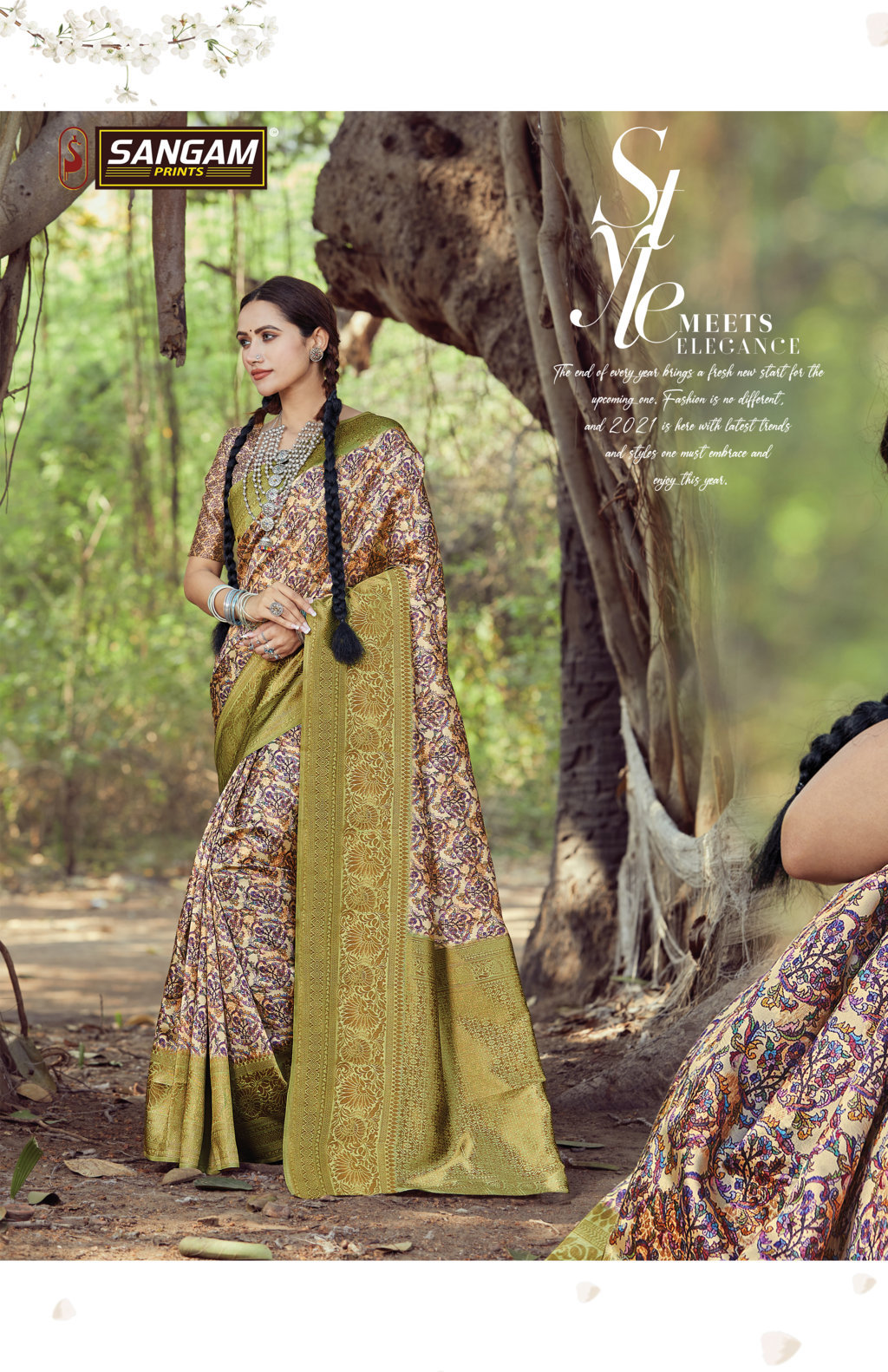 Sangam Presents Blossom Digital Print Silk Sarees Collection