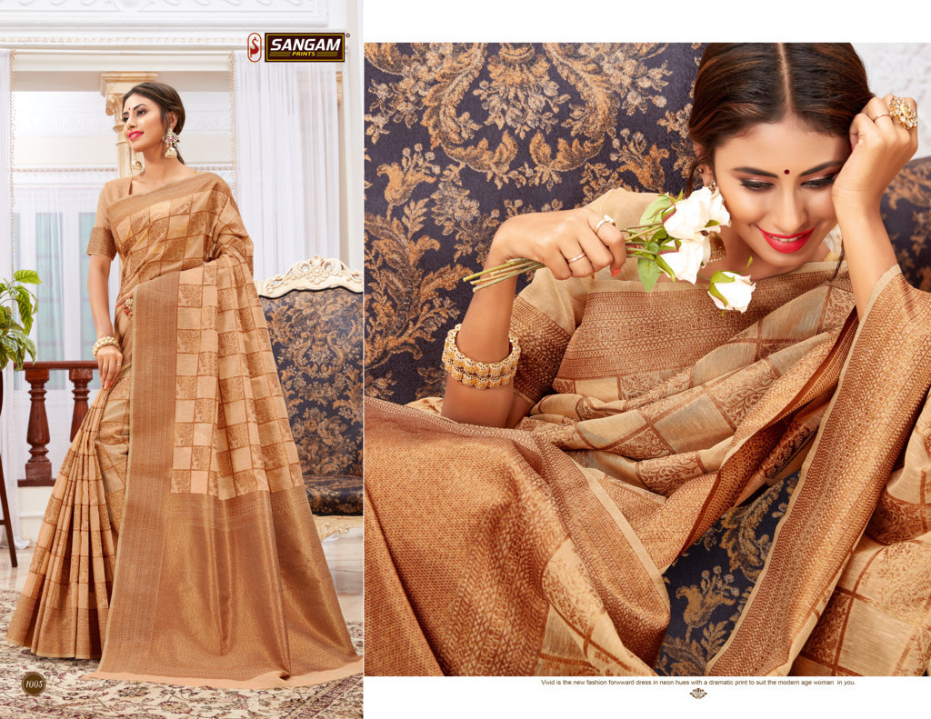 Sangam Presents Vallam Kali Linen Cotton Designer Saree