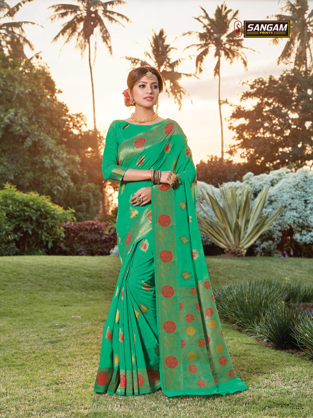 Sangam Presents Bur-berry Cotton Handloom Sarees