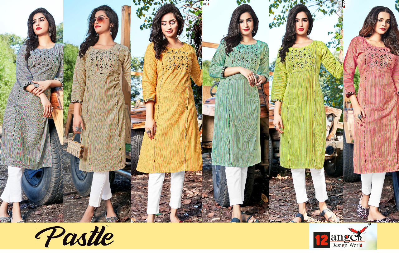 12 Angel Presents Pastle 	Ethnic Wear Kurtis Collection