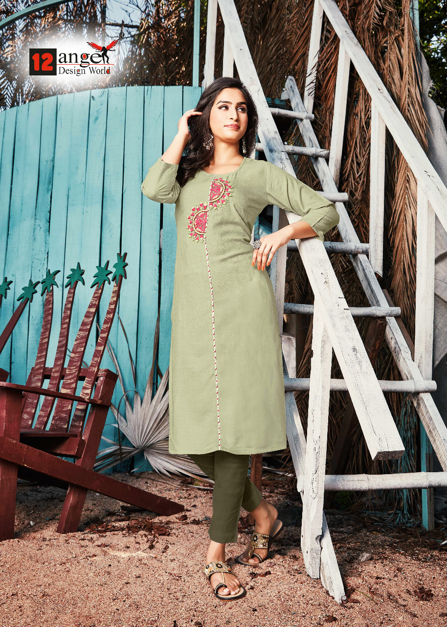 12 Angel  Presents Lime 	 Casual Wear Kurtis Collection