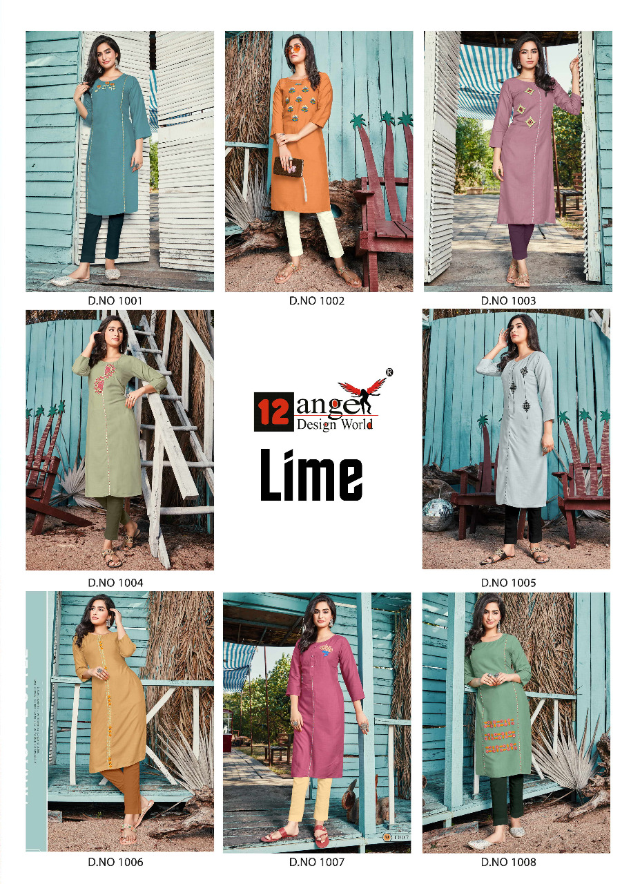 12 Angel  Presents Lime 	 Casual Wear Kurtis Collection