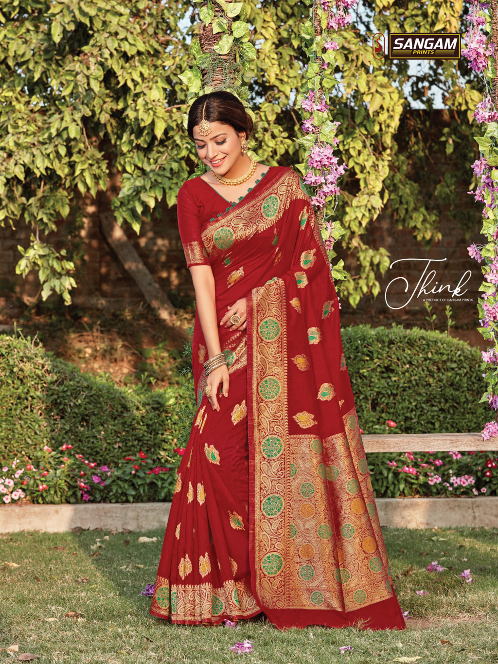 Sangam Presents Bur-berry Cotton Handloom Sarees