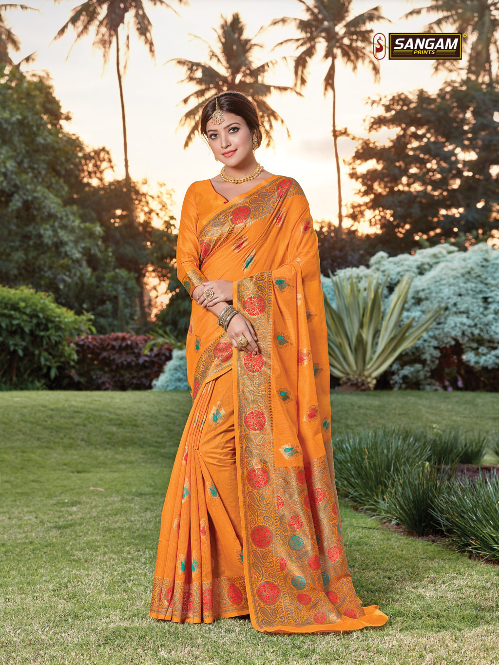 Sangam Presents Bur-berry Cotton Handloom Sarees
