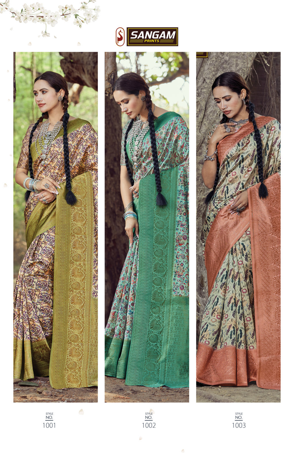 Sangam Presents Blossom Digital Print Silk Sarees Collection