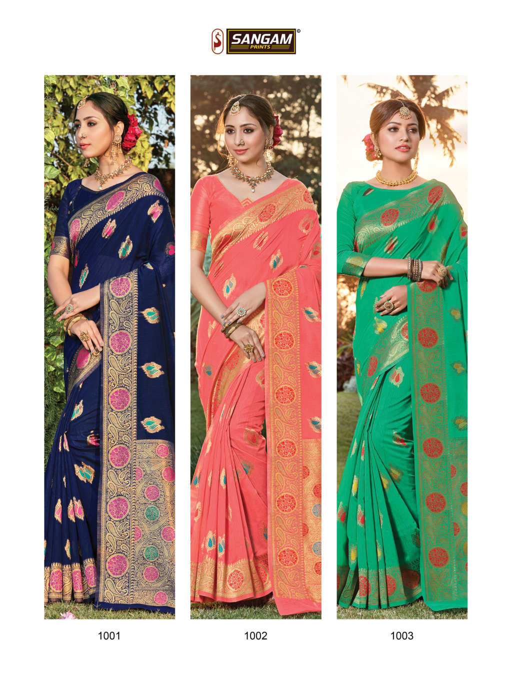 Sangam Presents Bur-berry Cotton Handloom Sarees
