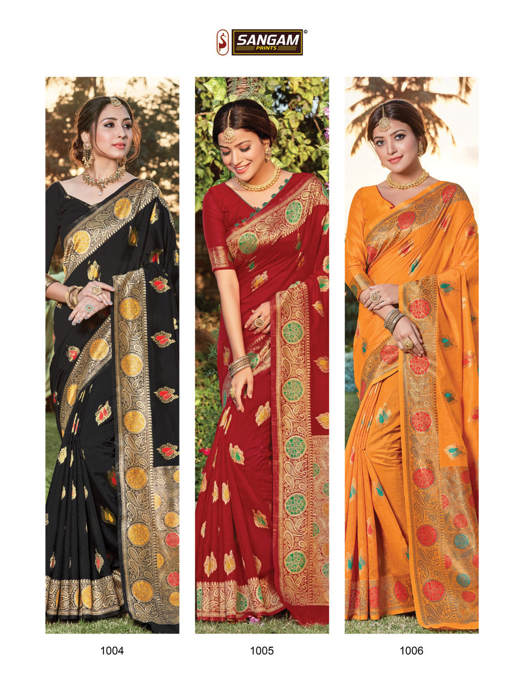 Sangam Presents Bur-berry Cotton Handloom Sarees
