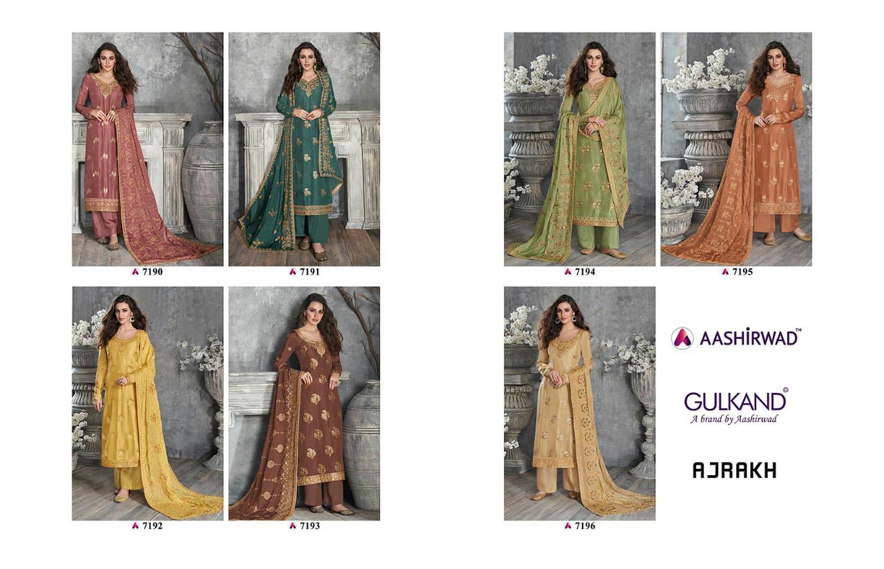 Aashirwad Presents Ajrakh 7190 Series Salwar Kameez Collection