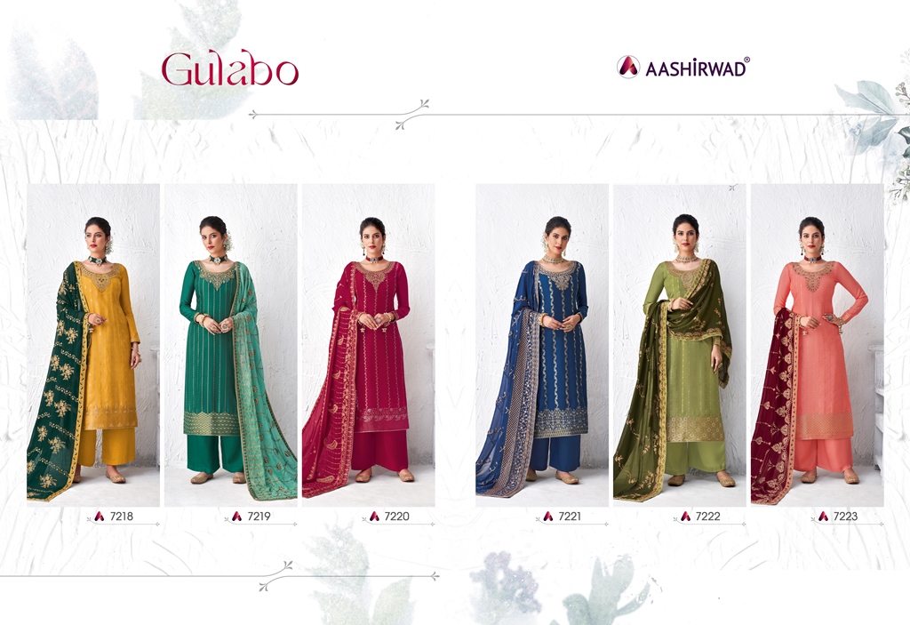 Aashirwad  Presents Gulabo 7218 Series Designer Salwar Suits