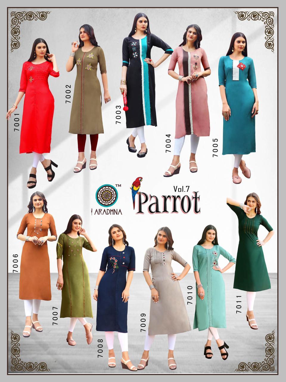 Aradhna  Presents Parrot  Vol 7 Ethnic Wear  Kurtis Collection