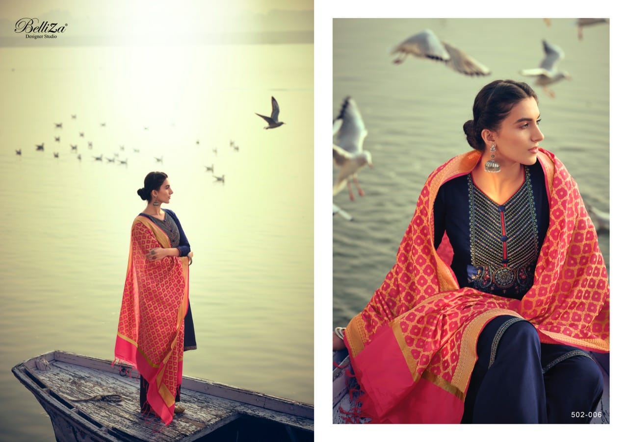 Belliza Presents  Banaras  Designer Dress Material