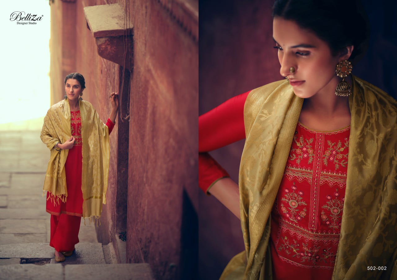 Belliza Presents  Banaras  Designer Dress Material