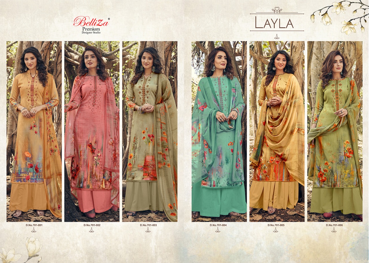 Belliza Presents  Layla Ethnic Wear  Dress Materials