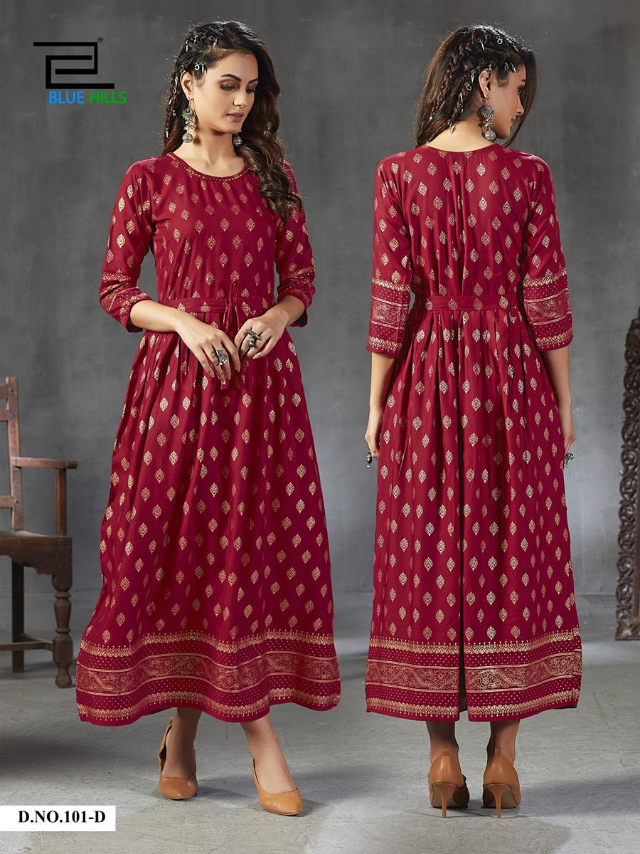 Blue Hills  Presents  Gold Fever   Long Kurtis Collection