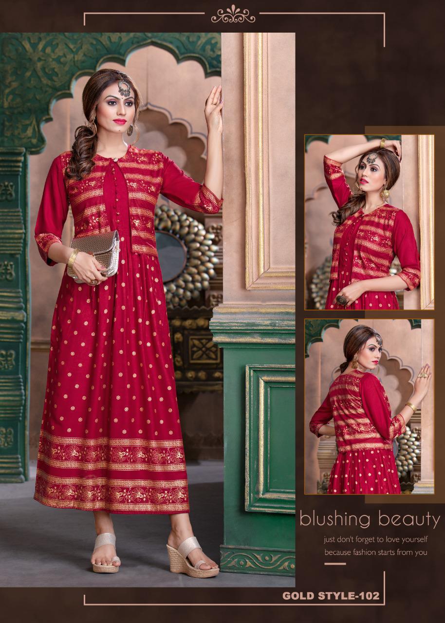 Ft  Presents  Gold Style  Long Kurti Collection
