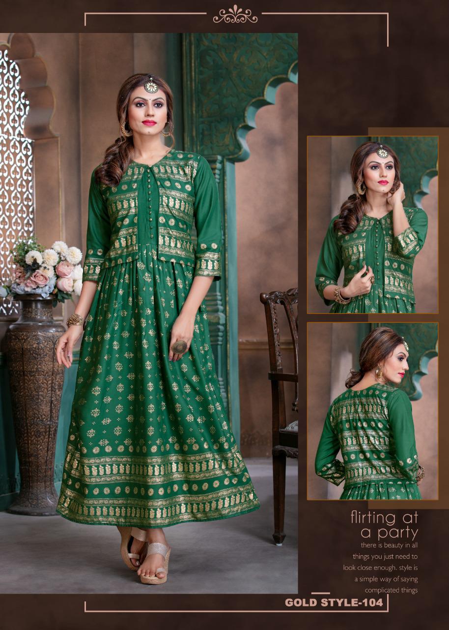 Ft  Presents  Gold Style  Long Kurti Collection