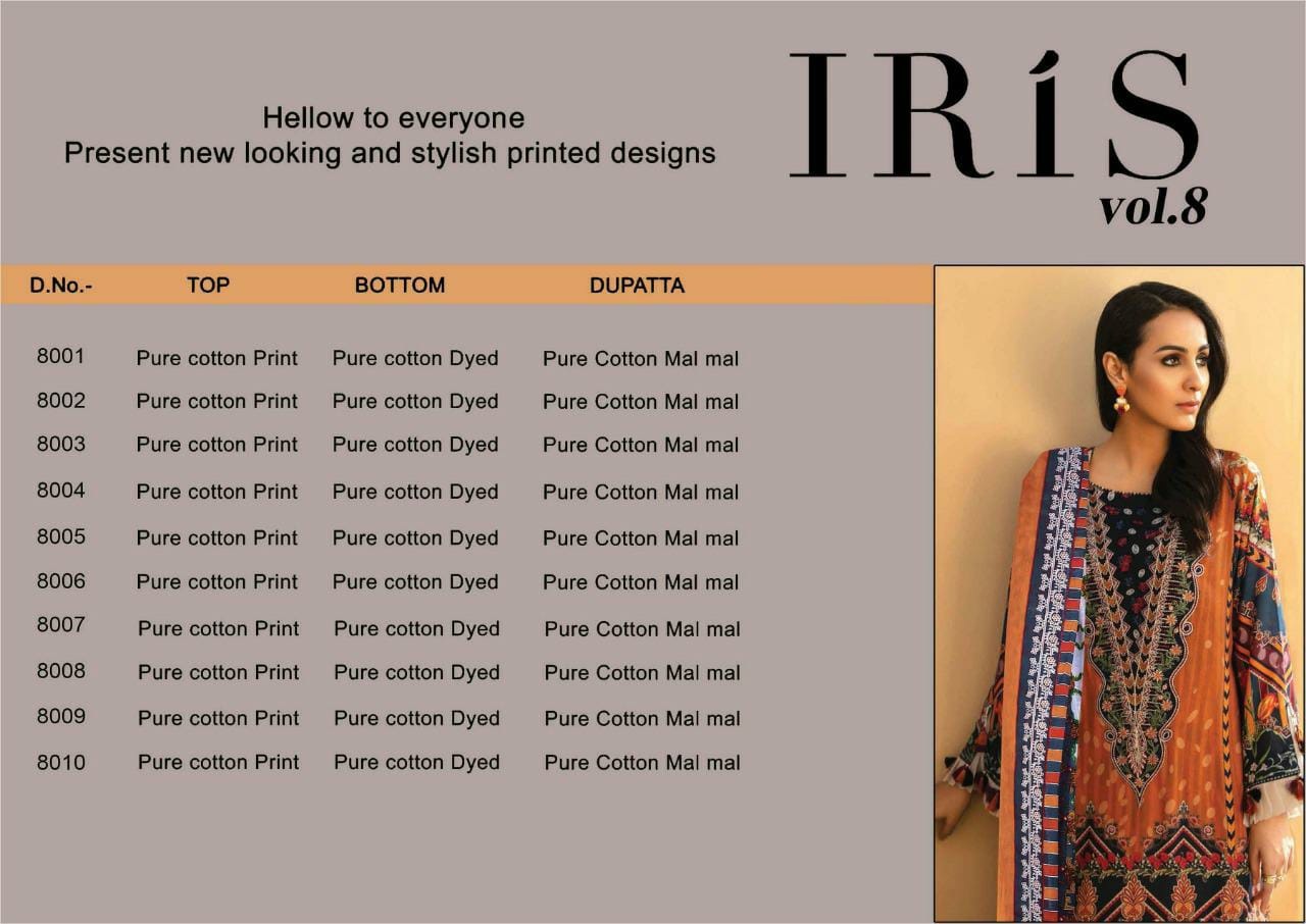 Iris Vol  8  Karachi Dress Materials