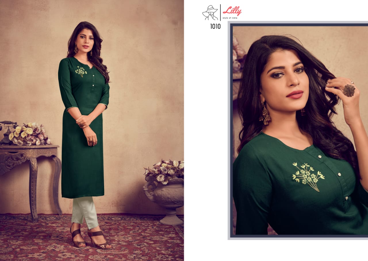 Lilly  Presents Rosemeen 	Designer  Kurti  With  Bottom