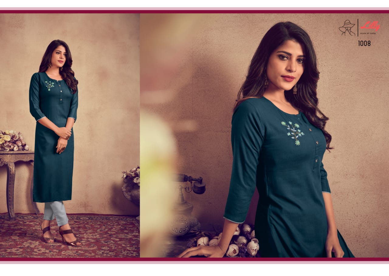 Lilly  Presents Rosemeen 	Designer  Kurti  With  Bottom