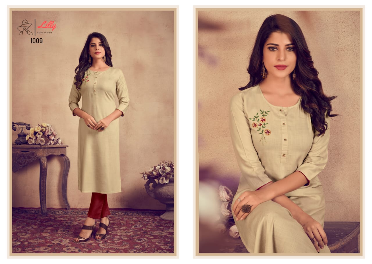 Lilly  Presents Rosemeen 	Designer  Kurti  With  Bottom