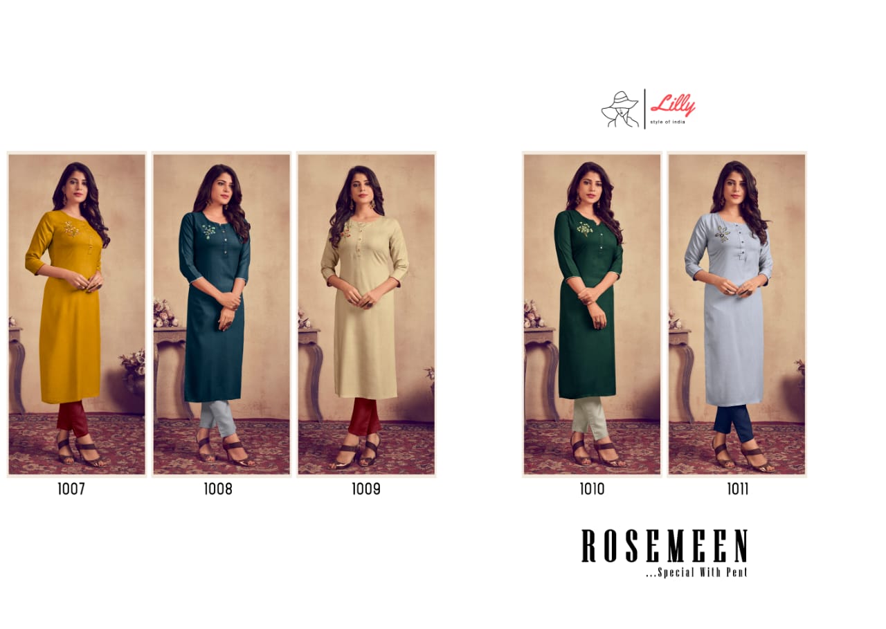 Lilly  Presents Rosemeen 	Designer  Kurti  With  Bottom