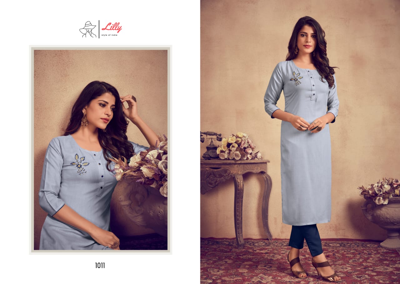 Lilly  Presents Rosemeen 	Designer  Kurti  With  Bottom