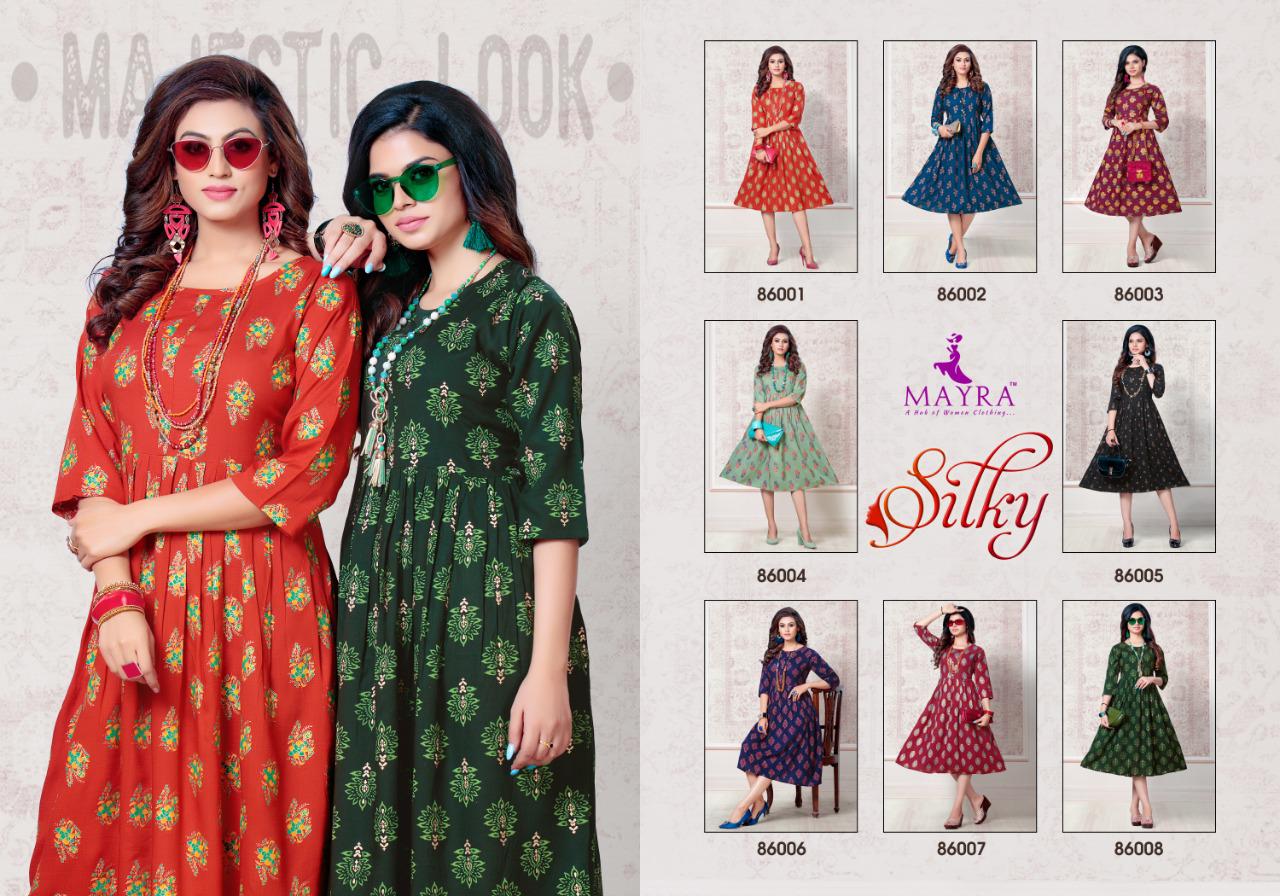 Mayra  Presents Silky  Long Kurti Collection