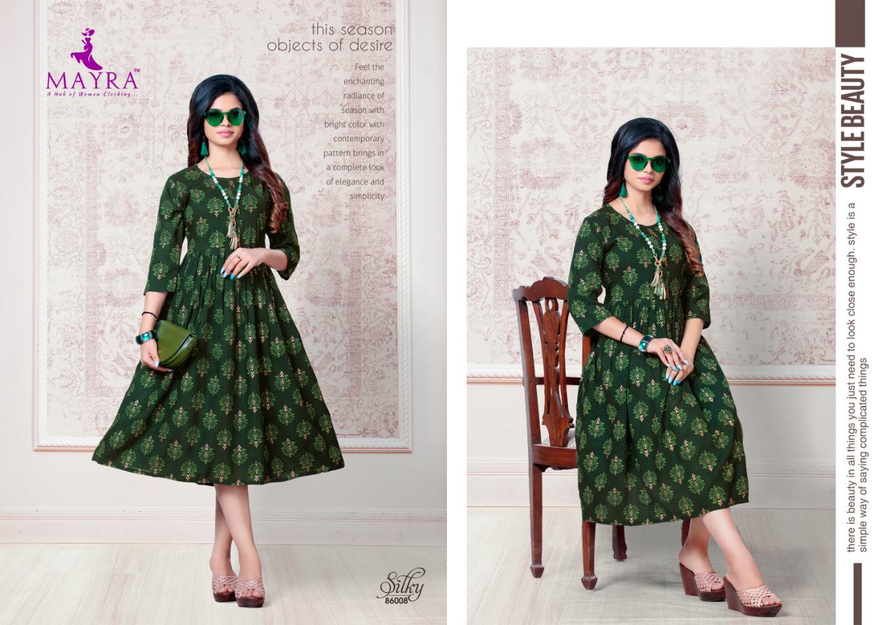 Mayra  Presents Silky  Long Kurti Collection