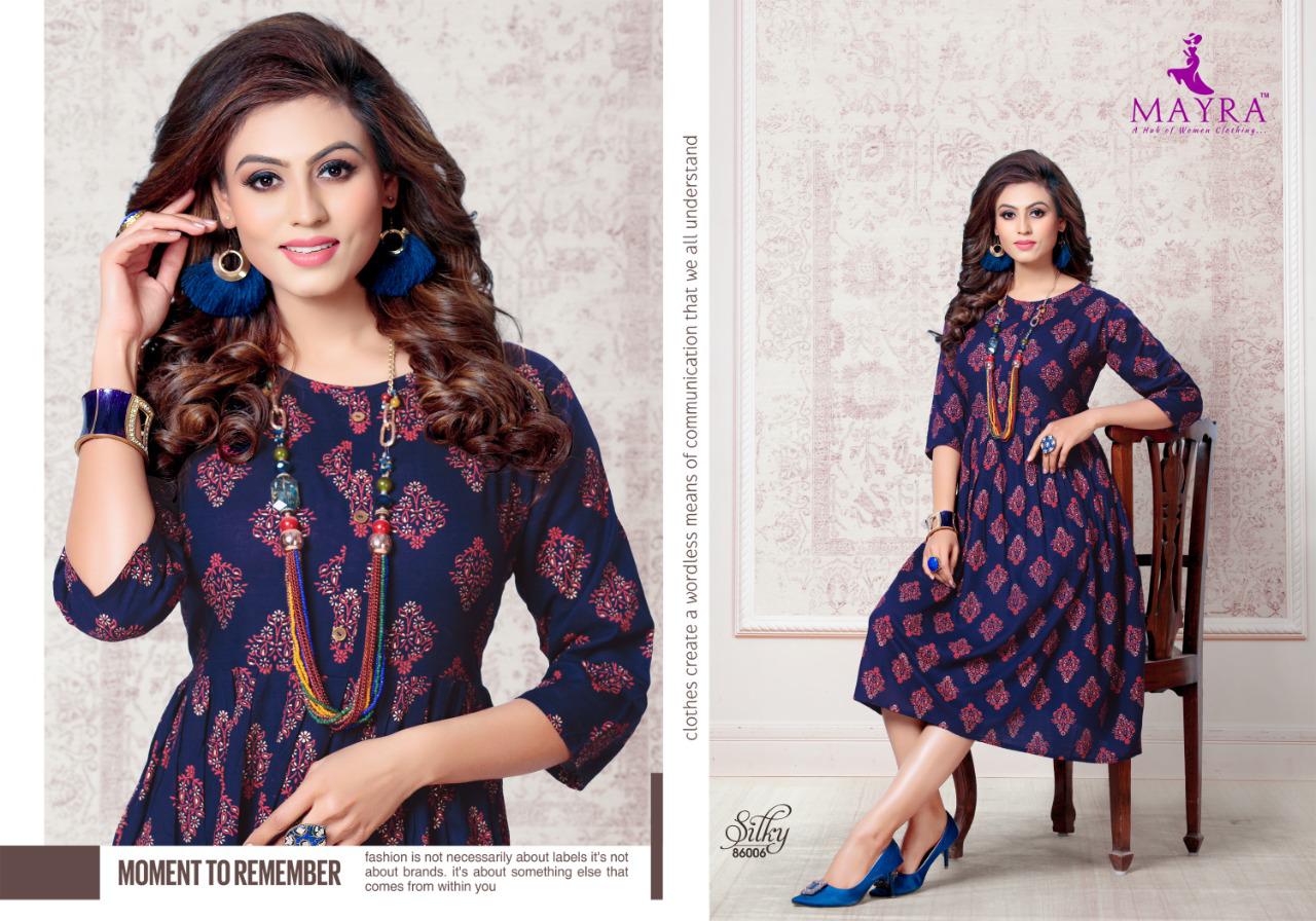 Mayra  Presents Silky  Long Kurti Collection