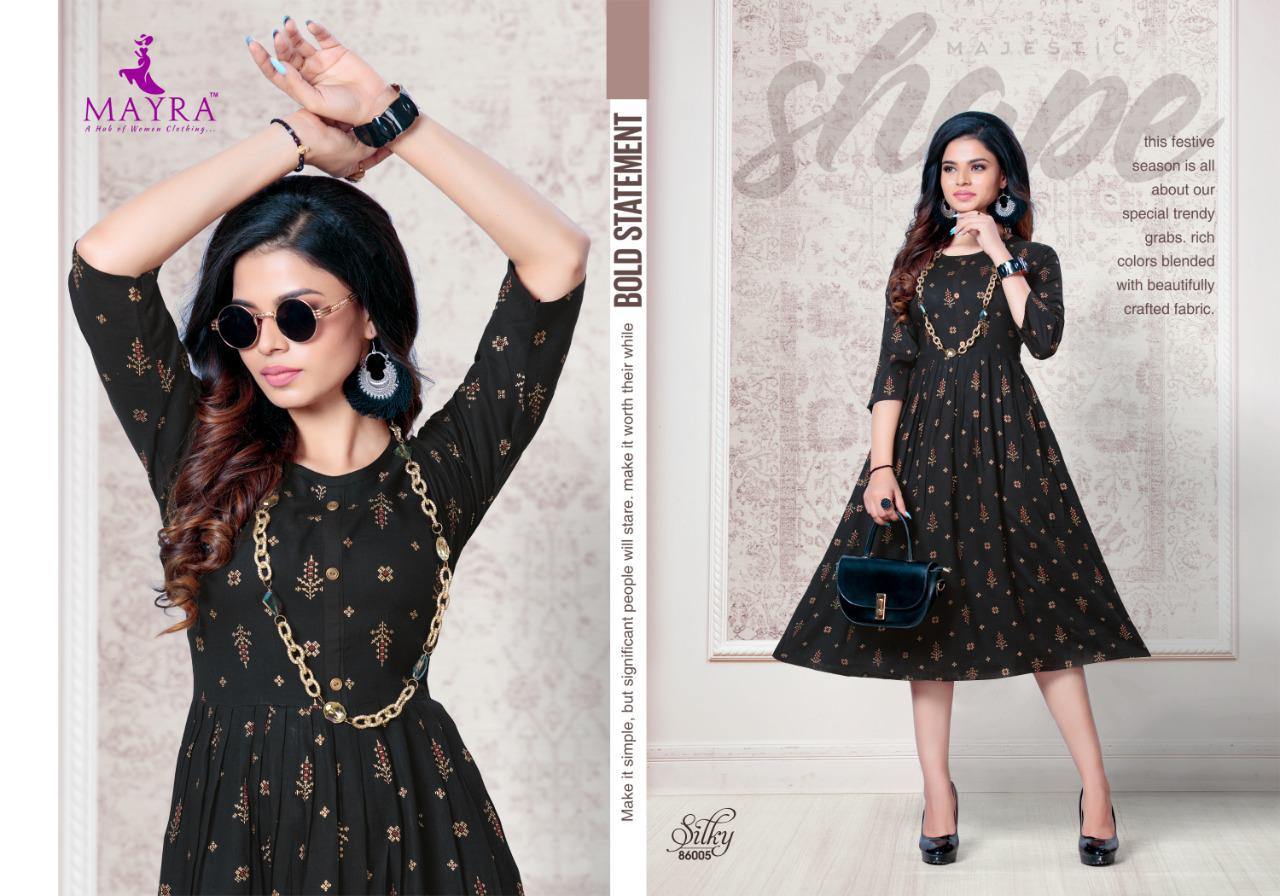 Mayra  Presents Silky  Long Kurti Collection