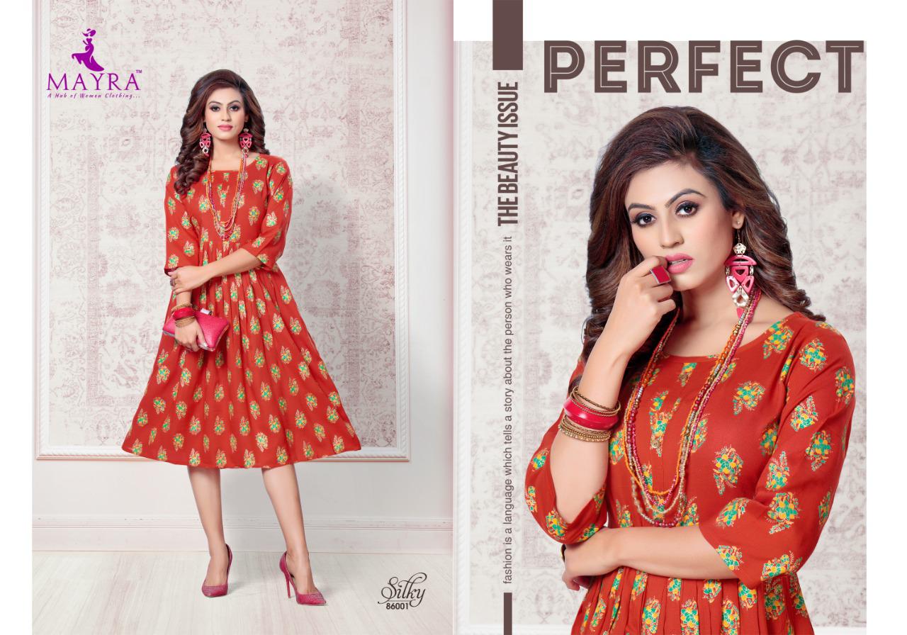 Mayra  Presents Silky  Long Kurti Collection