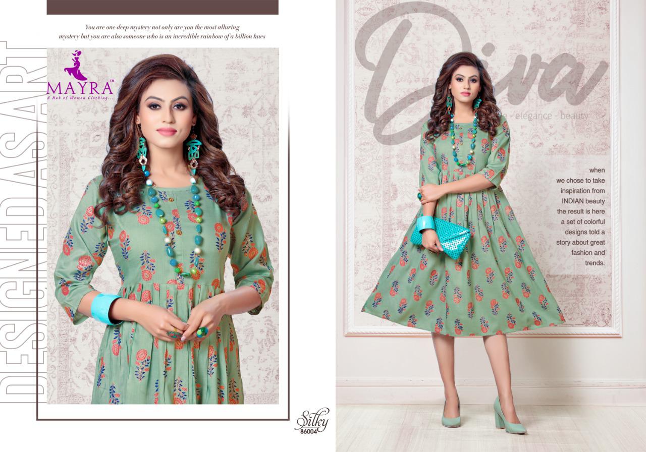 Mayra  Presents Silky  Long Kurti Collection