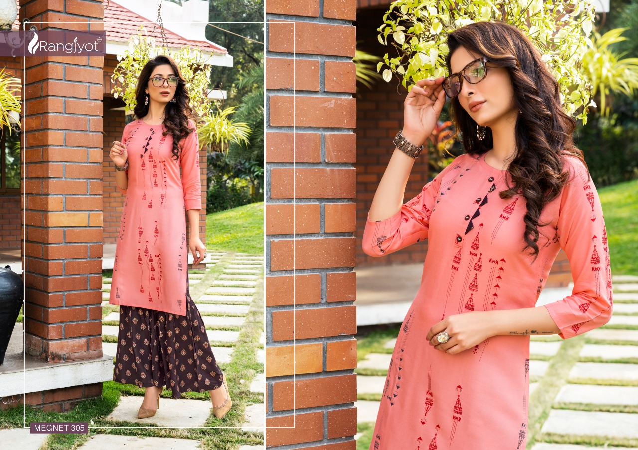 Rangjyot  Presents   Magnet Vol 3 Kurti With Bottom Collection